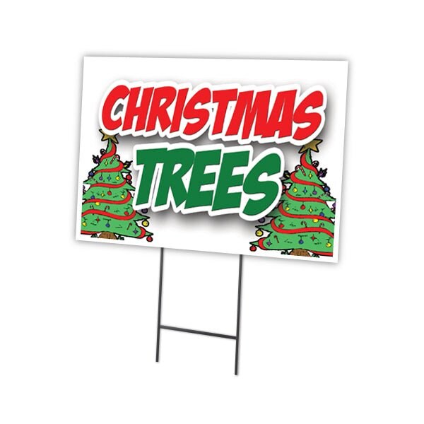 Christmas Trees Yard Sign & Stake outdoor plastic coroplast window